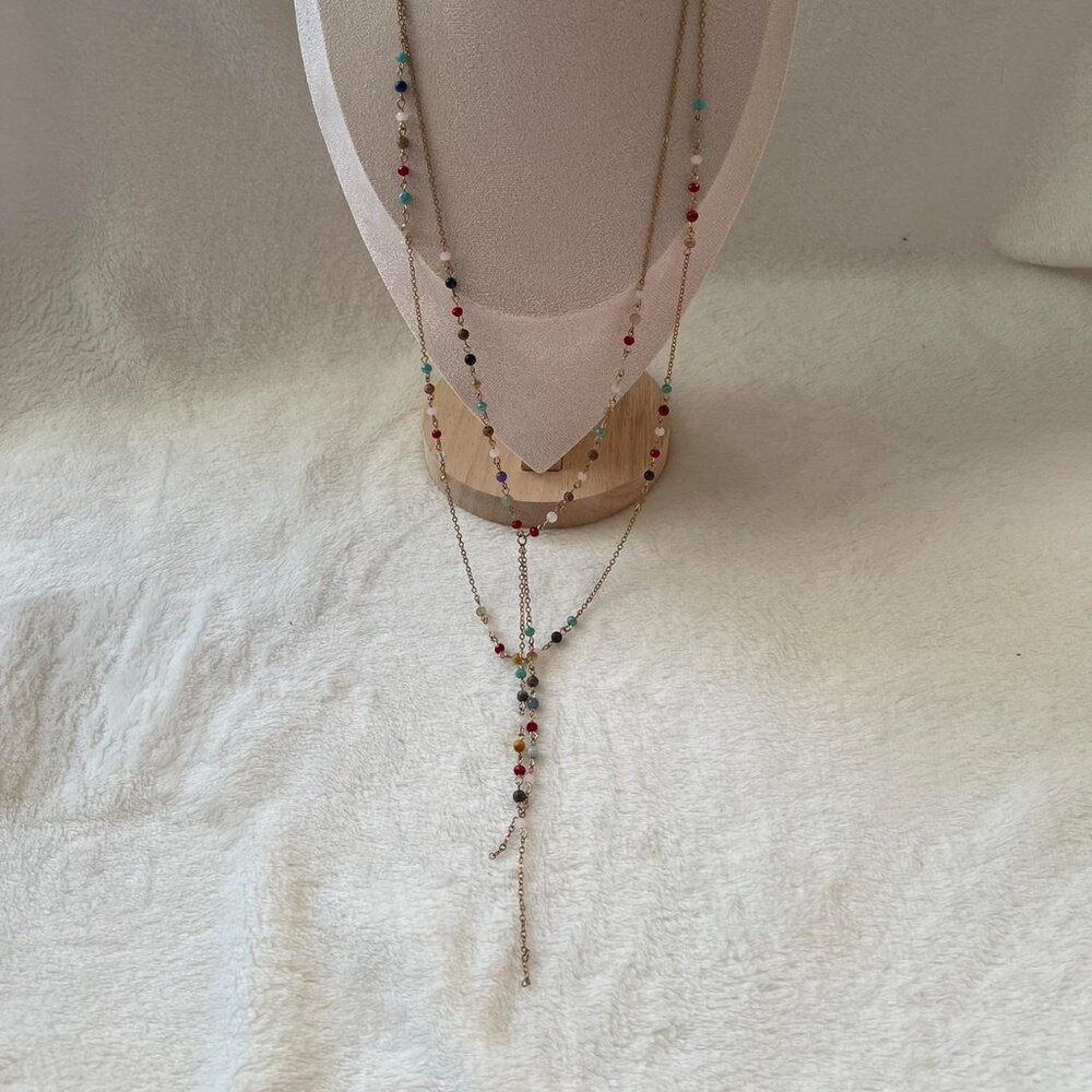 Multi-Strand Layered Beaded Y-Necklace - Picture 7 of 7